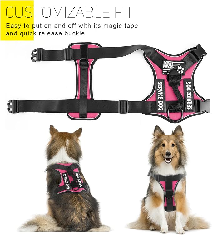 Service Dog Harness, Reflective Dog Vest Harness with 5 PCS Patches, Adjustable Soft Oxford Pet Harness, Inner Layer Mesh, Easy to Control for Small Medium Large Dogs… - Image 3