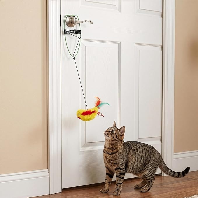 SPOT A-Door-Able Plush Bird Cat Toy | Rattle and Catnip Cat Toy Provides Hours of Entertainment for Your Cat | Hangs on Any Size Door Frame - Image 7