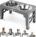 Jovrun Elevated Dog Bowls for Medium Large Size Dogs, Non-Slip Dog Feeder with 1*Stainless Steel Dishes & 1*Slow Feeder Bowl, 5 Heights Adjustable Raised Bowls to 3.15″-8.66″-9.84″-11.02″-12.2″ by Jovrun