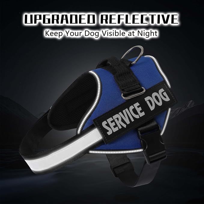 MUMUPET Service Dog Harness, No Pull & Reflective Pet Vest, Blue, S | Easy Control Handle, Soft & Breathable Padding, Adjustable Fit for Small to Large Dogs, 2 Removable Patches - Image 5
