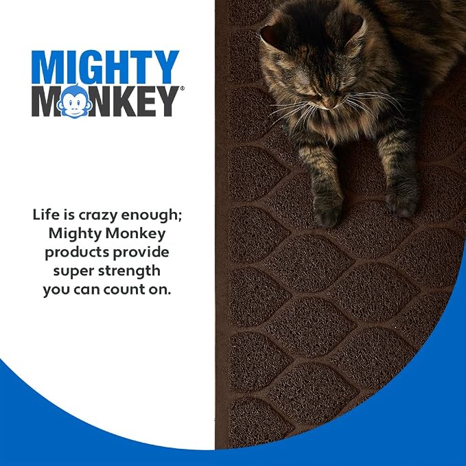 MIGHTY MONKEY Waterproof BPA Free Cat Litter Box Trapping Mat, Easy Clean Floors, Textured Backing, Soft on Sensitive Kitty Paws, Cats Accessories, Less Waste, Stays in Place, 24x17, Chocolate - Image 9