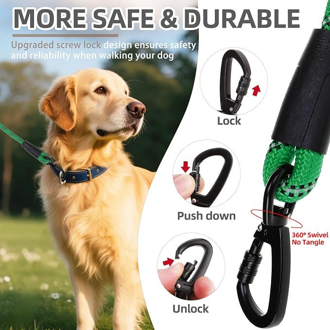 PUPTECK Reflective Short Dog Leashes 3 Pack for Walking and Training | Heavy Duty Clip with Soft Padded Handle for Medium Large Dogs Traffic Control - Image 4