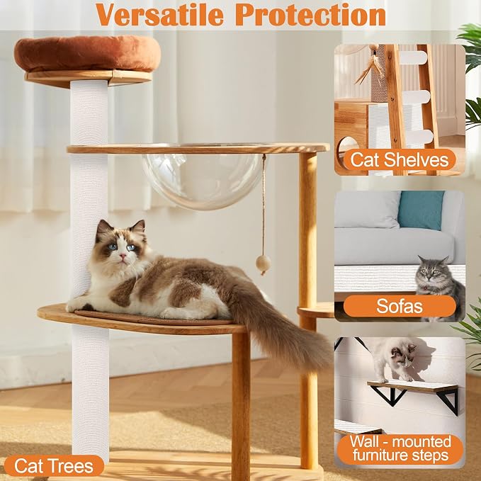 Cat Scratch Furniture Protector - 40" x 17" Trimmable Self-Adhesive Cats Claws Scratch Pads, DIY Cat Climbing Couch Protector for Scratch Post Cat Tree Replacement Indoor (Cream White) - Image 6