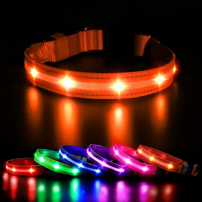 MASBRILL Led Dog Collar, Rechargeable Water-Resistant Flashing Glowing Night Safety Adjustable Illuminated Collar by MASBRILL