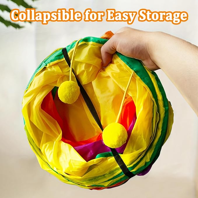 4-Way Large Cat Tunnel, H Shape Cat Tube Toy with Interactive Playing Balls, Peek Hole for Indoor Cats, Kitten, Kitty, Puppy, Rabbit (Multicolor) - Image 7