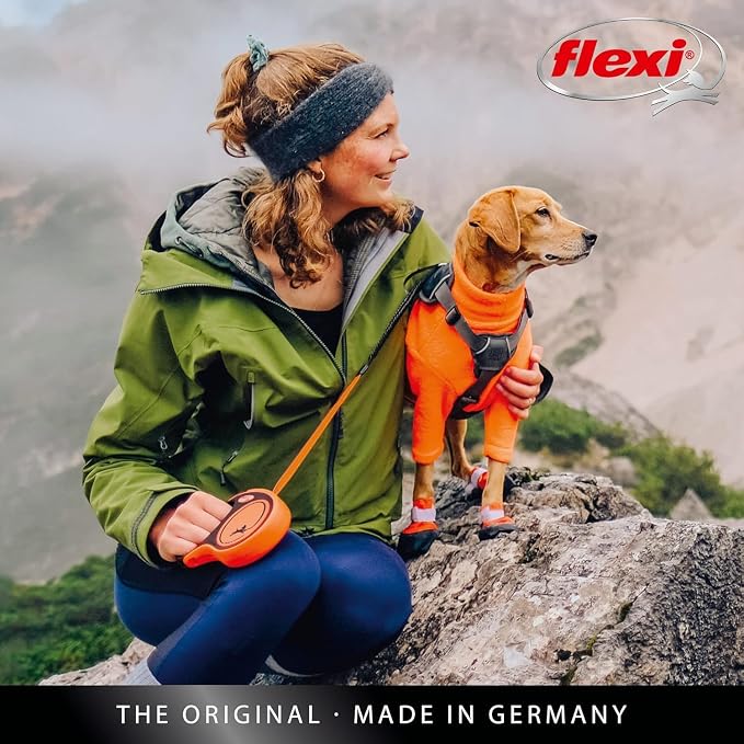 FLEXI® Xtreme Tape Retractable Dog Leash, Small, 16 ft - Orange/Black | German engineered, original flexi leash, durable quality for dogs up to 44 lbs, tangle-free, walking, reliable brake system - Image 6