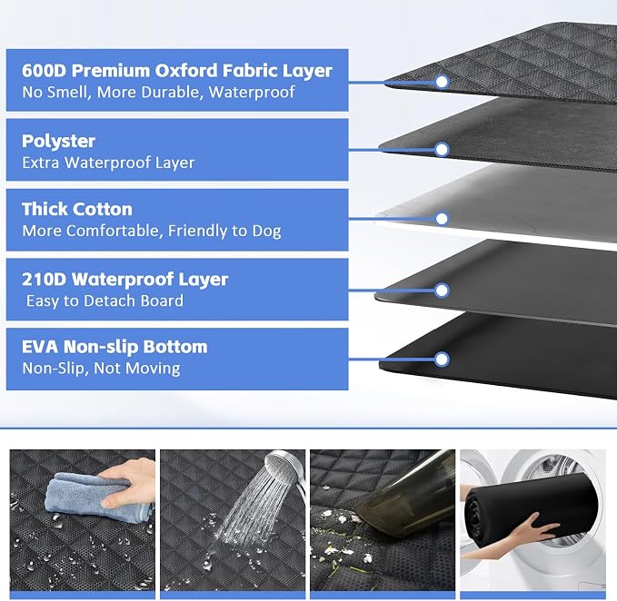 JSTHT Dog Car Seat Covers for Back Seat Waterproof Bench Seat Cover Protector Nonslip Durable Soft Pet Back Seat Covers for Car, Truck, & SUV (Black) - Image 9