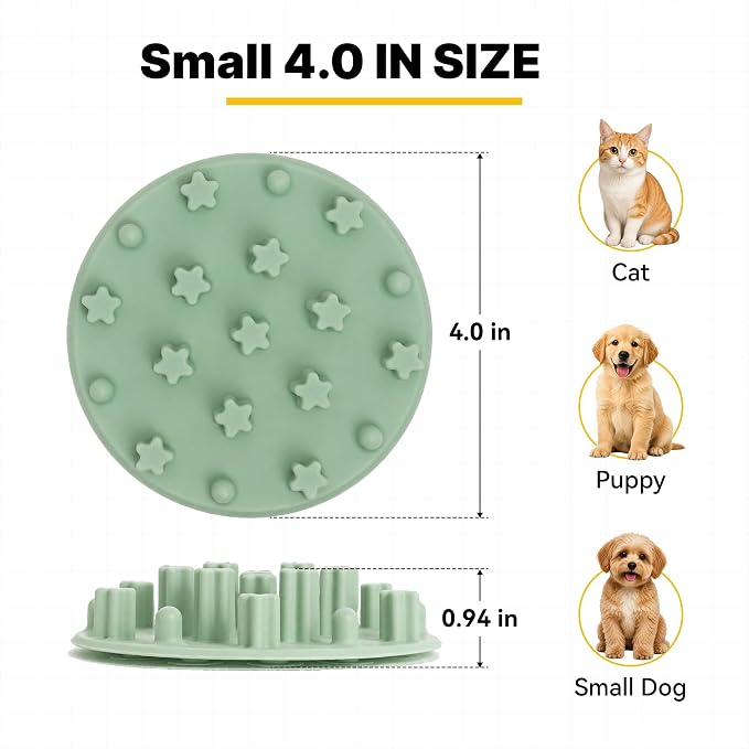 Slow Feeder Insert for Cat Dog Bowls, Anti-Choking Silicone with Strong Suction Cups, Fits Most Cat Bowls, Ideal for Puppy Small Medium Breeds (Green) - Image 2