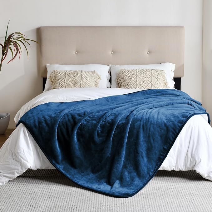 Soft Waterproof Blanket for Bed Couch Sofa, Navy Blue, 50x60 inches | Liquid Pee Proof Pet Blanket for Dog Puppy Cat, Reversible Sherpa Fleece Blanket for Couch Cover, Furniture Protector - Image 3