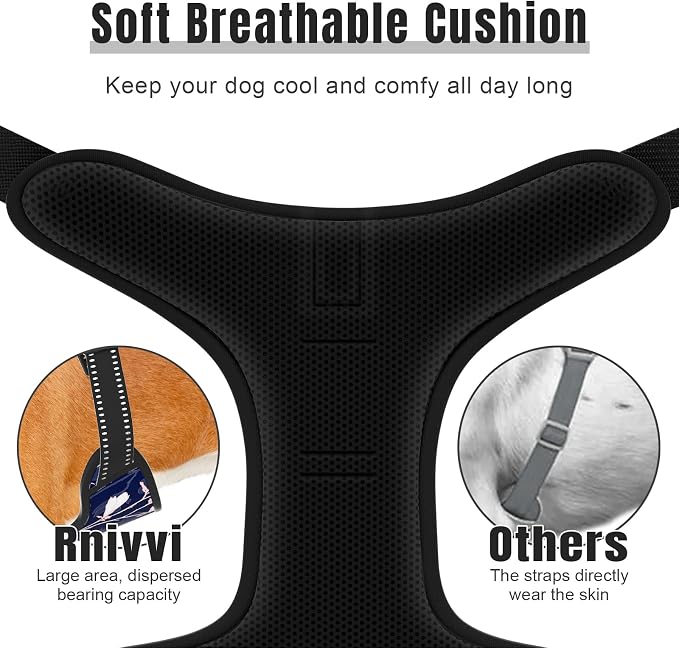 Rnivvi No Pull Dog Harness, Cute Flower Reflective X-Small Sized Puppy Harness, Adjustable Soft Padded Vest for Small Dogs, Cats, Heavy Duty Pet Vest with Easy Control Handle for Walking, Blue White - Image 4