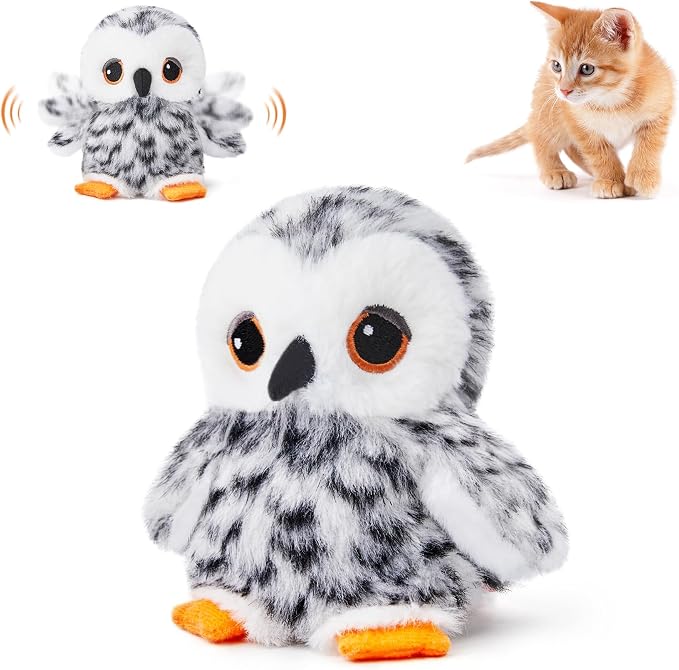 Potaroma Flapping Owl Cat Toys (No Flying), Lifelike Bird Chirp, Rechargeable Touch Activated Kitten Toy, Interactive Catnip Kicker Exercise Toys 4.0" for All Breeds | Rechargeable Touch Activated Kitten Toy, Interactive Catnip Kicker Exercise Toys 4.0... by Potaroma