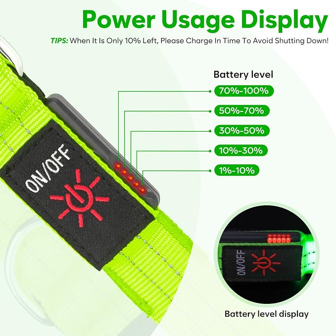 LED Dog Leash, 4 Ft Light Up Dog Leash USB Rechargeable Waterproof, Nylon Reflective Leashes with Padded Handle, Safety Glow in The Dark Pet Lights for Large Medium Small Pet(Green) - Image 2