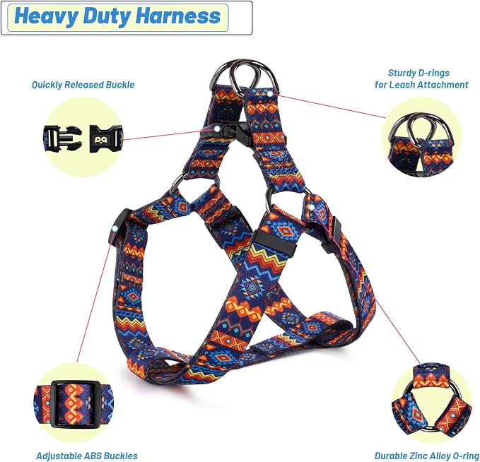 Dog Harness Leash Set Adjustable Heavy Duty No Pull Halter Harnesses for Small Medium Large Breed Dogs Back Clip Anti-Twist Perfect for Walking - Image 3