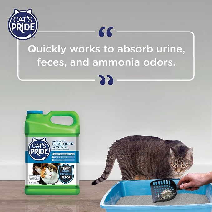 Cat's Pride Max Power: Total Odor Control - Up to 10 Days of Powerful Odor Control - Strong Clumping - Hypoallergenic - 99% Dust Free - Multi-Cat Litter, Unscented, 15 Pounds (Pack of 2) - Image 6