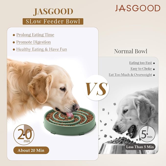 JASGOOD Slow Feeder Dogs Bowl for Large Medium Dogs,Anti-Gulping Pet Slower Food Feeding Bowls - Image 3
