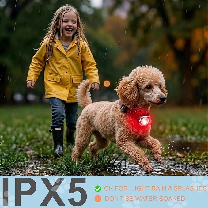2-Pack Dog Collar Lights, Yesbular USB-C Rechargeable Dog Light Clip-On, Waterproof LED Pet Safety Light with Adjustable Silicone Strap for Night Walking, Camping(RGB 7-Color) - Image 7