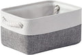 TheWarmHome Organization and Storage Basket for Shelves - 12x8x5.2 inch 1 Pack Fabric Storage Cubes, Collapsible Storage Bins for Closet Organizer Gift Cloth Toy (White & Grey) by TheWarmHome