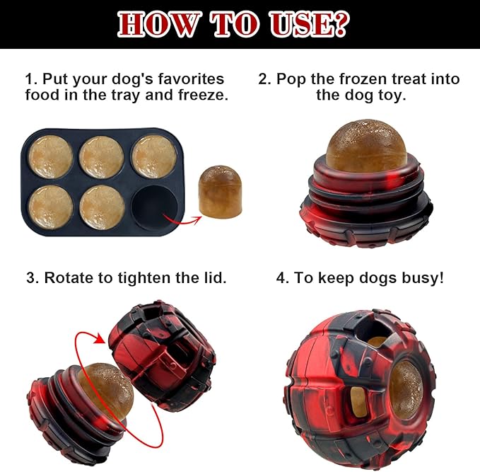 Yipetor Interactive Dog Chew Toy, Large Enrichment Frozen Treat Lick Ball | Durable Rubber, 3in1 Functional, Treat Fillable, IQ Puzzle, Separation Anxiety, Licking Clam, Dishwasher Safe, Slow Feeder - Image 3