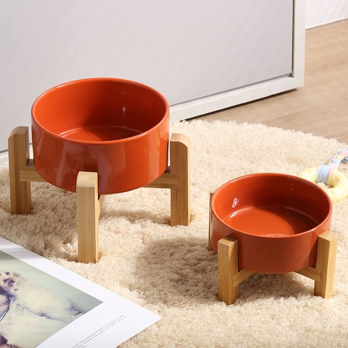 Petygooing Rust Red Elevated/Raised Ceramic Dog Bowl for Small Breeds, Dog Food Water Dish with Stand,Pet Feeding Bowl with Anti Slip Rubber for Cats and Small Dogs Puppy 13.5 OZ (5.1In / 1.7 Cups) - Image 5