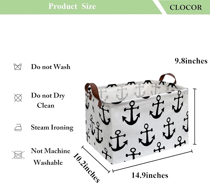 CLOCOR Rectangular Storage Basket,Collapsible Storage Bin,Gift Baskets(Anchor) - Image 6