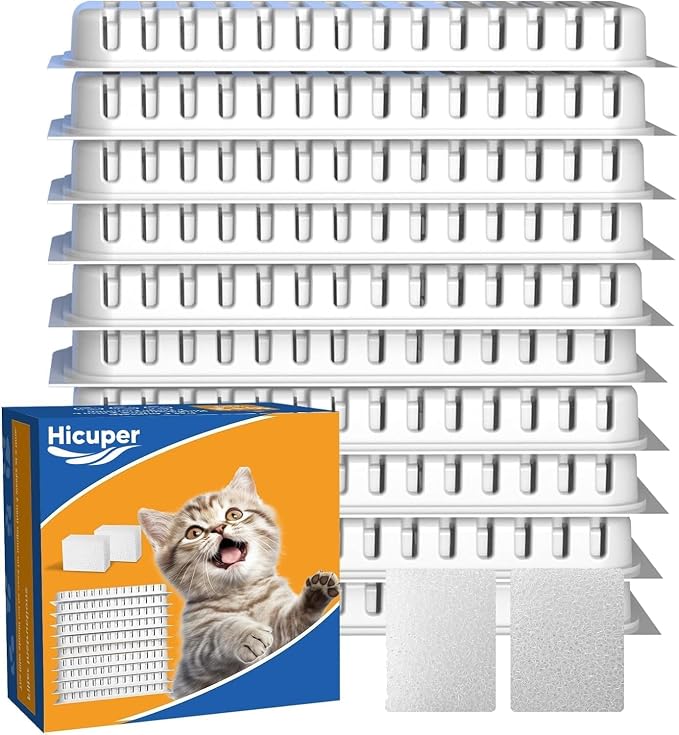 Hicuper Replacement Filter for 108oz/3.2L Cat Fountain (Model:PET-HS001-US) | 10 Filters + 2 Sponges,Maching 108oz/3.2L Cat Water Fountain,6 Month Set by PetHealthUpgrade