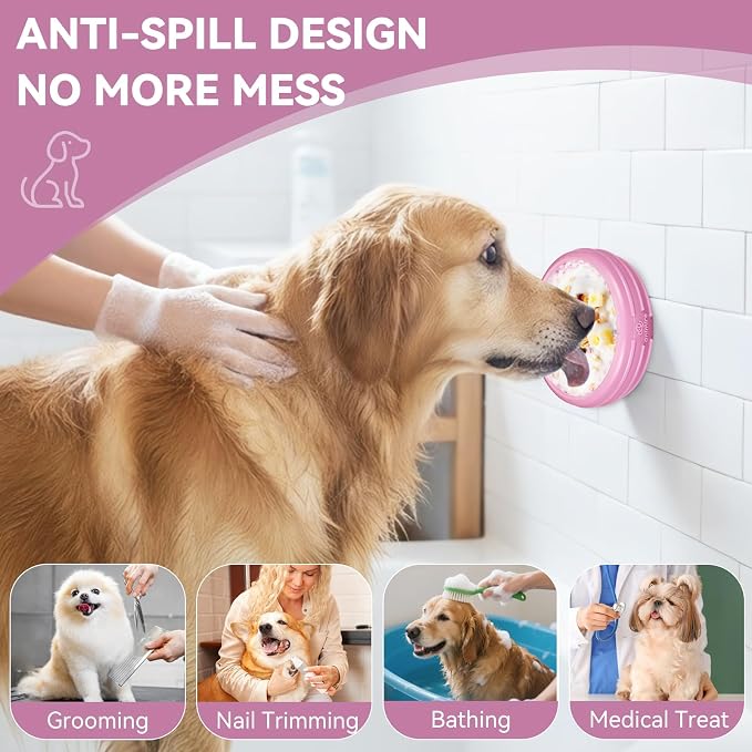 Dog Lick Bowl, Animire Freeze Lick Mat for Dogs, Non-Slip Slow Feeder Licking Bowl Enrichment Treat for Distraction Anxiety Relief, Food Grade Silicone, Dishwasher Safe(Pastel Purple,S) - Image 2