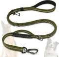 Dog Leash Heavy Duty, 4-6FT Bungee Leash Reflective Car Seat Belt for Dogs | Strong Shock Absorbing Tactical with 2 Padded Handles, Dog Tug Lead for L XL Dogs Walking Running Training | Olive Drab by Misthis