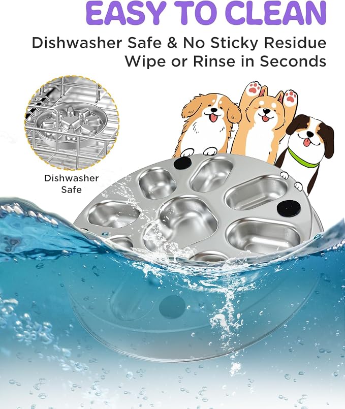 Slow Feeder Dog Bowls with Non-Slip Mat, Stainless Steel Metal Slow Feeder for Small & Medium Dogs, 2 Cups Pet Bowl for Slows Down Eating, Dishwasher Safe, Anti-Gulping Dog Bowl -2 Pack - Image 5