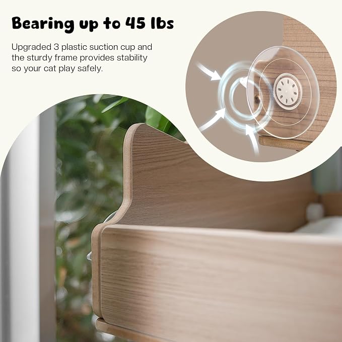 Cat Window Perch with Thick Sisal Scratching Post, Cats Hammock for Window with 3 Upgrade Suction Cups, 55" Adjustable Tall Cat Scratching Post with Large Perch, Cats Window Bed with Fluffy Cushion - Image 5