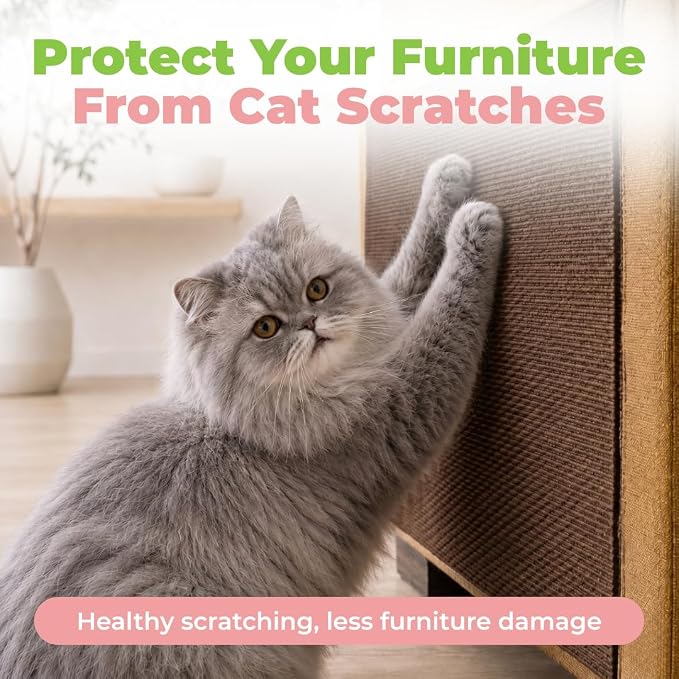 Catify Peel & Stick Cat Scratching Mat - Brown, L:39" | 39" x 15", Self-Adhesive Scratch Carpet, Furniture Protector for Couch, Sofa, Wall & Door, Indoor Kittens & Cats - Image 2