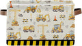 Construction Truck Basket - Excavator Storage Baskets Collapsible - Bulldozer Storages Bin Decor - Tractor Decor for Boys Room - Excavator Rectangle Baskets for Kids Clothes, Gifts, Books by JOPJOLIW