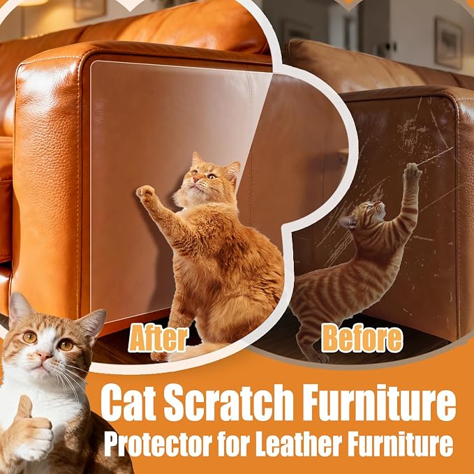 118"×11.8" Cat Scratch Furniture Protector for Leather Couch | No Pins Clear Anti Scratch Tape, Couch Protector from Cat Claws, Furniture Protectors from Cats Scratching, Easy to Remove - Image 6