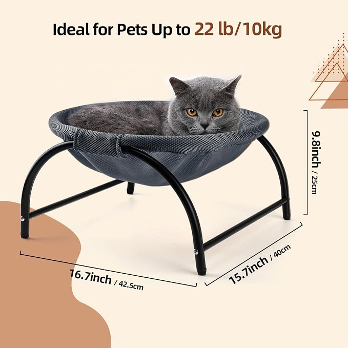 LIFLIX Raised Cat Hammock Bed, Standing Cat Cot with Washable Mesh, Pet Bed for for Kittens,Dark Blue - Image 2