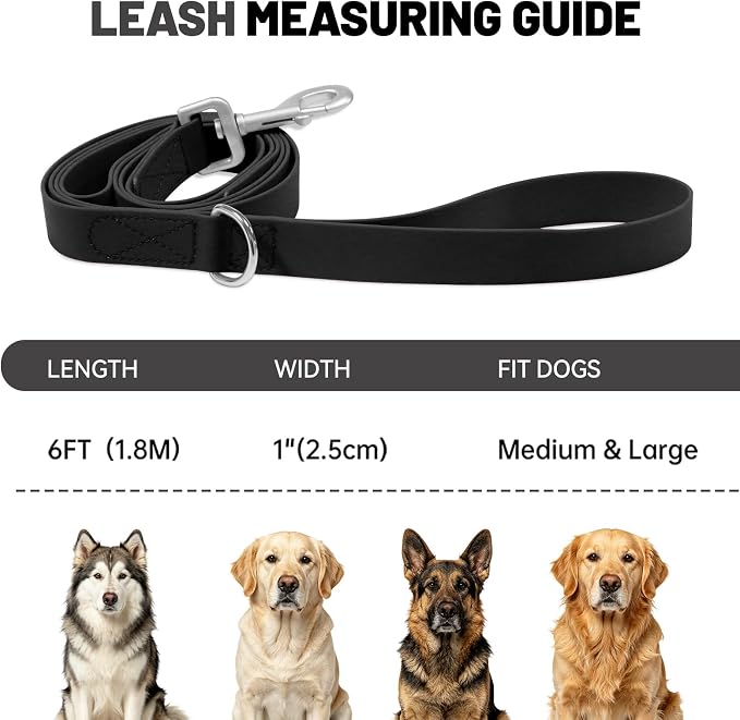 Waterproof Dog Leash with Double Handle, 6 FT Durable Odor-Proof Dog Leashes with Strong Aviation Aluminum Hooks Fits Small Medium or Large Dogs - Image 4