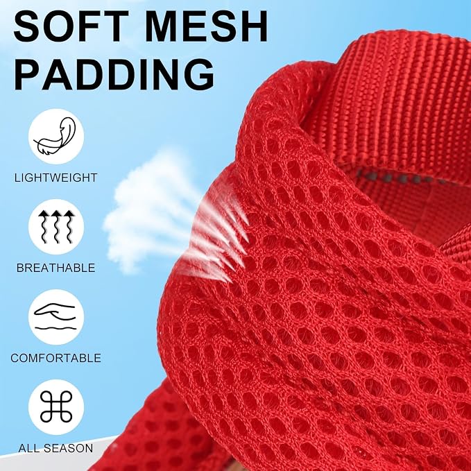 BEAUTYZOO Dog Harness Medium Sized and Leash Set, No Pull Step in Pet Vest | Breathable Mesh with Handle, Reflective, Adjustable No Choke Escape Proof, Lightweight, Easy Control for Walking, Red M - Image 4