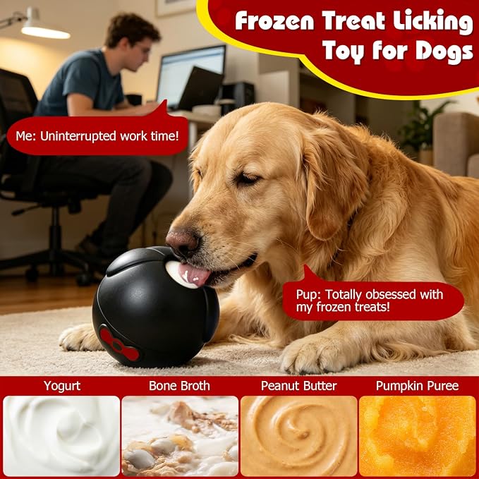 Yipetor Wobbly Dog Chew Toy, Frozen Treat Lick Ball for Medium Large Dogs | 4IN Enrichment Toy, IQ Puzzle, Keeps Them Entertainment, Chew Resistant, BPA-Free Rubber & Dishwasher Safe - Image 2