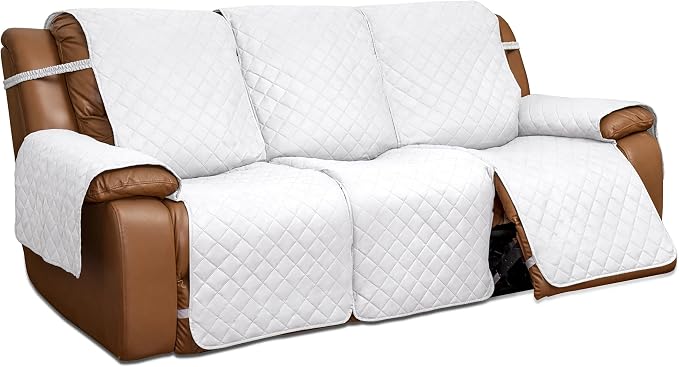 Easy-Going Reversible Couch Cover for 3 Seat Recliner Sofa, White/White | Washable Sofa Slipcover For Dogs, Sofa Cover For Recliner, Furniture Protector Mat, Pet Friendly by Easy-Going