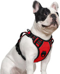 rabbitgoo Large Dog Harness, Easy Wear with 3 Buckles and Lift Handle | No Pull with Front Clip for Walking, Adjustable Soft Padded, Reflective, Easy Control, Red, Small by rabbitgoo