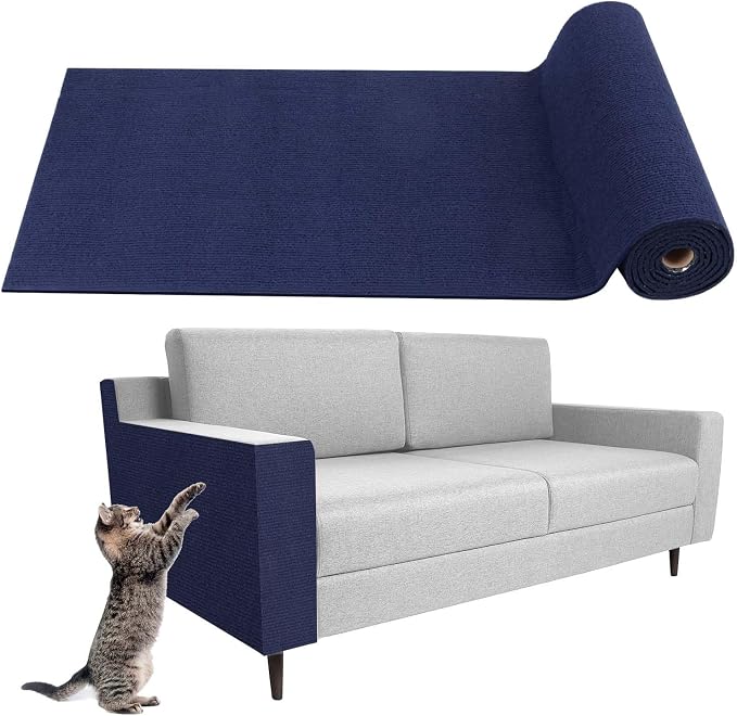 LSGCQ Cat Scratch Mat Self Adhesive Cat Scratch Furniture Protector | Self Adhesive Cat Scratching Mat Replacement for Cat Tree Post Couch Wall Furniture Protector (39.3" x 15.8", Dark Blue) by LSGCQ