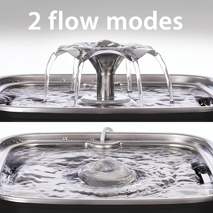 Veken Innovation Award Winner Stainless Steel Cat Water Fountain, 108oz | Automatic Pet Fountain Dog Water Dispenser with Replacement Filters & Silicone Mat for Cats, Dogs (Space Black) - Image 6