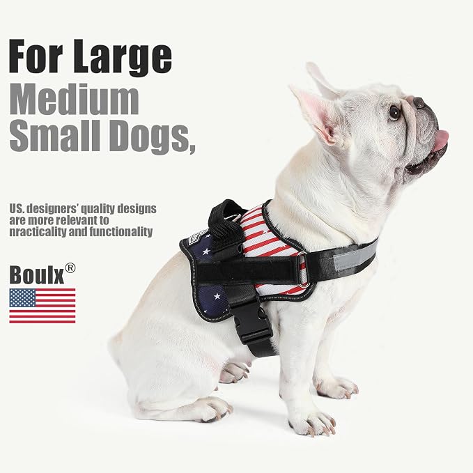 Dog Harness, No-Pull Reflective Dog Vest, Breathable Adjustable Pet Harness with Handle for Outdoor Walking - No More Pulling, Tugging or Choking (Flag, Small) - Image 4