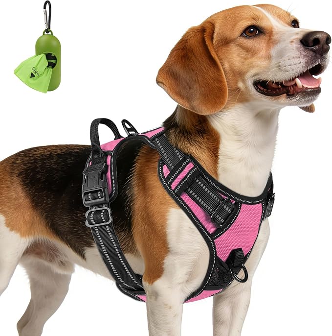 Joytale No Pull Dog Harness Medium Sized Dog, Front Clip, Pink | Grab Handle for Instant Control, Padded & Adjustable Vest, Sturdy Metal D-Rings, for Safe Training & Daily Walking by Joytale