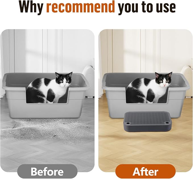 Cat Litter Box Step with Filter Function, Non-Slip Cat Step, Dark Grey | Double Layer Litter Box Ramp for Kitten & Elderly Cats, Litter Catcher for Automatic Cat Litter Box, Easy to Clean - Image 5