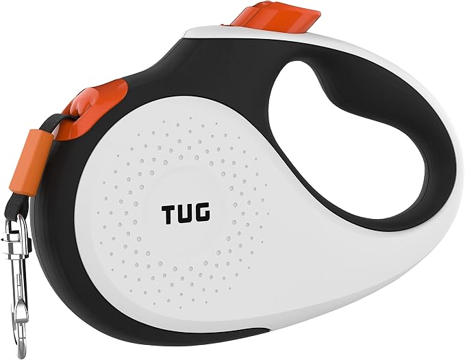 TUG XL Retractable Dog Leash, 26 ft (Extra Large, White/Orange) | 360° Tangle-Free Retraction, 26 ft Tape, Quick Thumb Lock, Anti-Slip Handle, For Dogs Under 110 lbs - Image 4