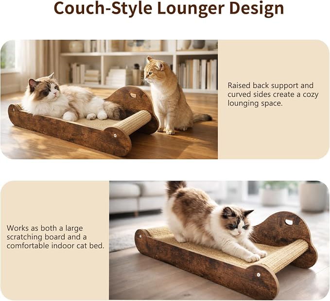 Upgraded Sisal Cat Scratcher Bed，28" Cozy Cat Couch Lounger for Indoor Cats, Long Heavy Duty Scratch Pad for Big Cats up to 40lbs, Modern Furniture Protector - Image 7