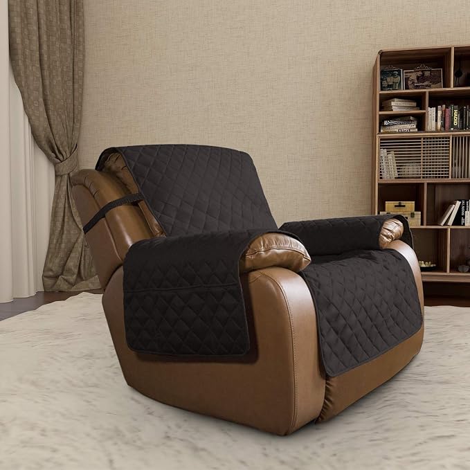 Easy-Going Oversized Recliner Chair Cover Reversible Sofa Cover Water Resistant Couch Cover Furniture Protector with Elastic Straps for Pets Kids Dog Cat (Oversized Recliner, Chocolate/Chocolate) | Machine Washable Slipcover For Dogs, Water Resistant F... - Image 2