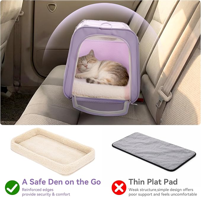 PETSFIT Large Cat Carrier with Patented Safety Buckles,Big Cats Up to 20 lb | Secure Carrier for Safe Driving, Lockable Zippers, Safety Tether, Travel Pet Carrier for Trips & Vet Visits, 19 x 12 x 12 - Image 4