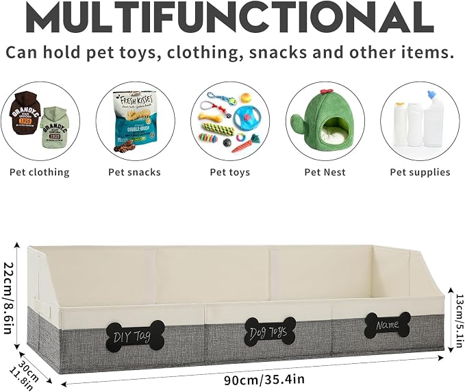 Qozary Large Dog Toy Basket with Diy Tag - Collapsible Dog Toy Bin, Fabric Personalized Dog Toy Box, Trapezoid Dog Toy Storage and Organizer for Pet Supplies - Image 6