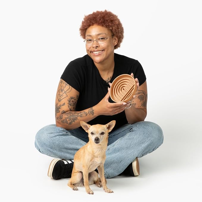Should We Go? Slow Feeder Dog Bowls - Small Size Silicone Slow Eating Dog Bowl for Puppies & Dogs with Suction Cup -Dishwasher-Safe,Lick Mat Design,Reduces Gulping,for All Breeds, 6”x1.25”-Terracotta - Image 3