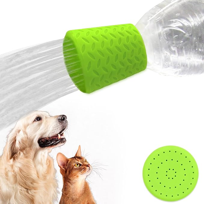 Silicone Dogs Shower Sprayer Head Attachment - Pet Shower Cap Sprinkler | Portable Outdoor Shower Heads for Camping, Hiking, Beach - Fits Most Plastic Mineral Water Bottle, 1 Pack Green by Bongpuda